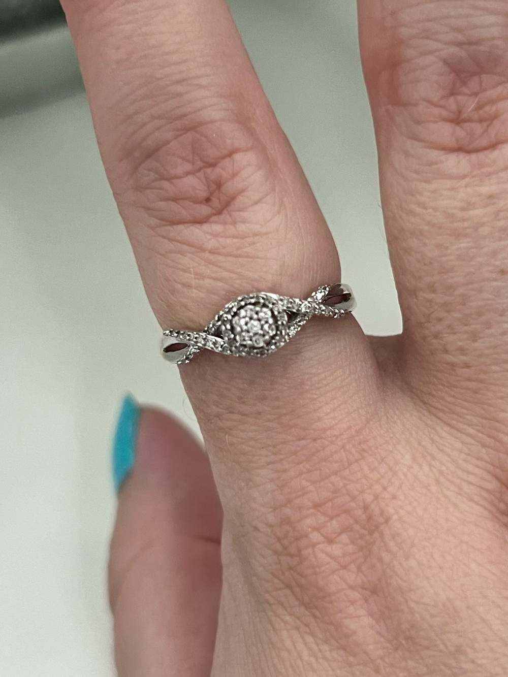 Peoples Natural Diamond & Sterling Silver Twist Band Ring, Size 9